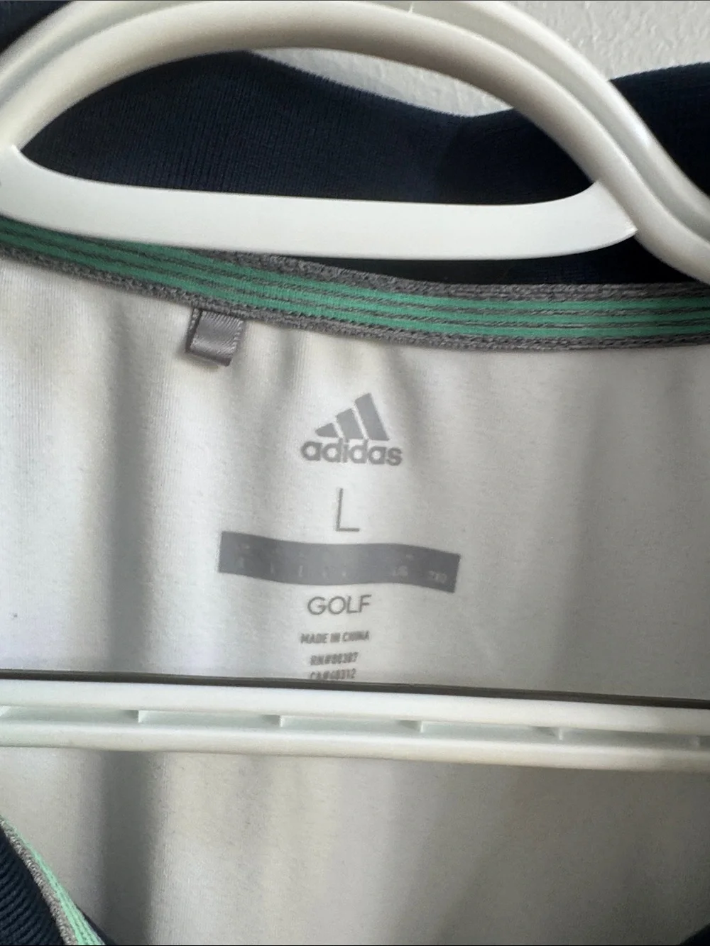 adidas Men’s Polo Golf Shirt in Navy, White & Green Stripes